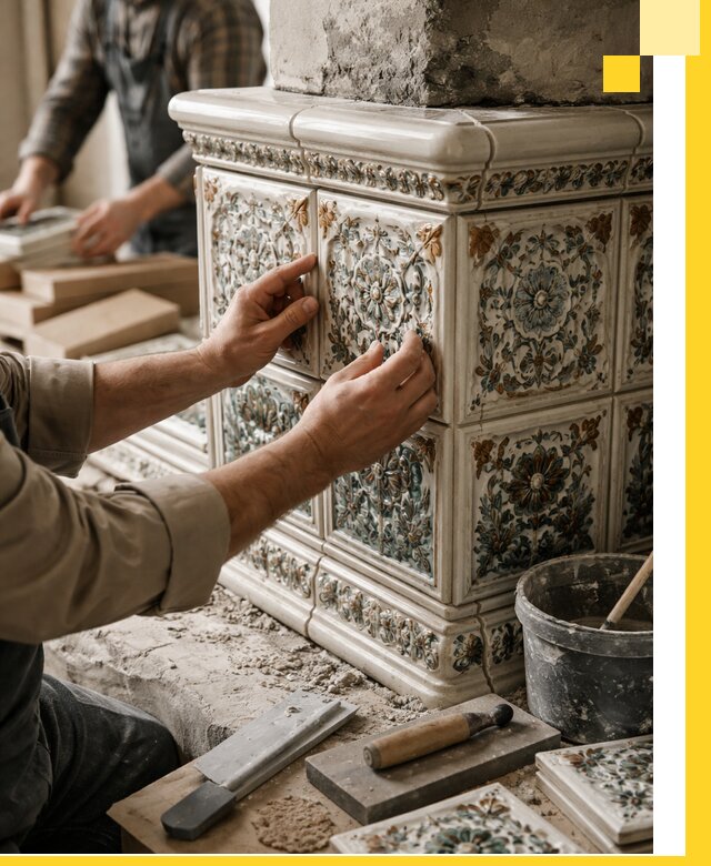 Изразцовые камины под ключ в Шуе: проект и монтаж