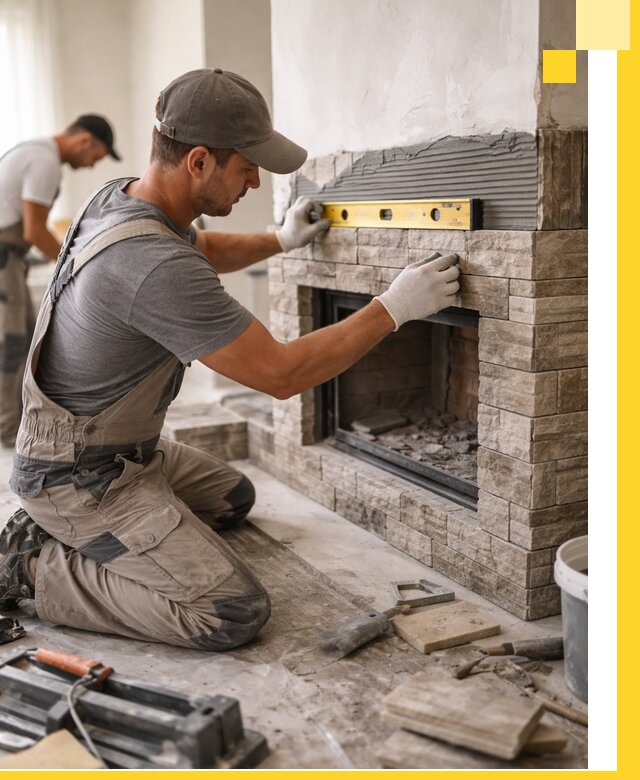 Облицовка каминов в Шуе, монтаж и отделка натуральным камнем