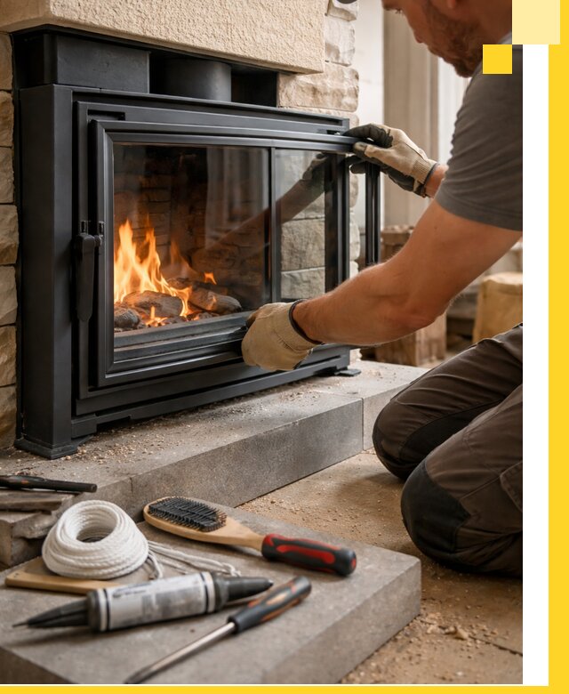 Производство, монтаж и доставка каминов со стеклом в Шуе