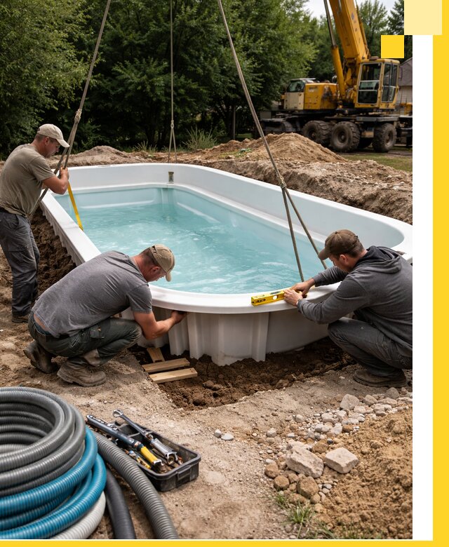 Установка и монтаж композитных бассейнов под ключ в Шуе