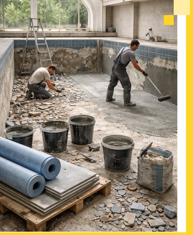 Реконструкция бассейнов в Шуе: ремонт, гидроизоляция