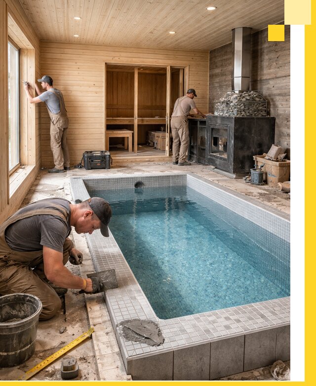 Проект бани с бассейном и сауной в Шуе под ключ