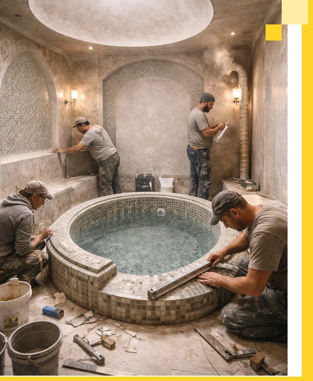 Профессиональное строительство хамама с бассейном в Шуе под ключ