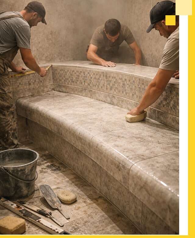 Изготовление и установка сидений для хамама в Шуе