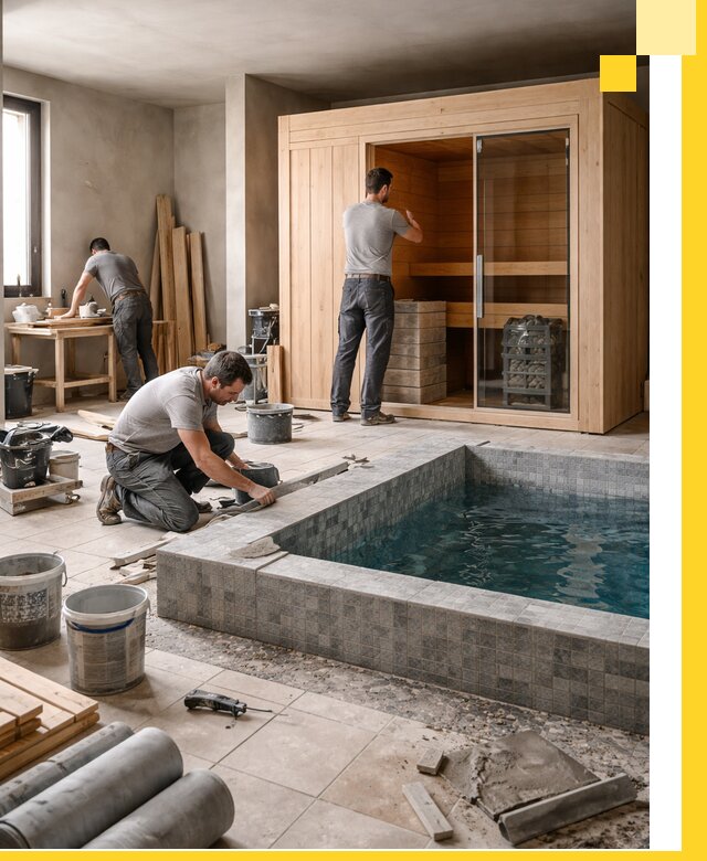 SPA зоны под ключ с бассейном сауной и печью в Шуе